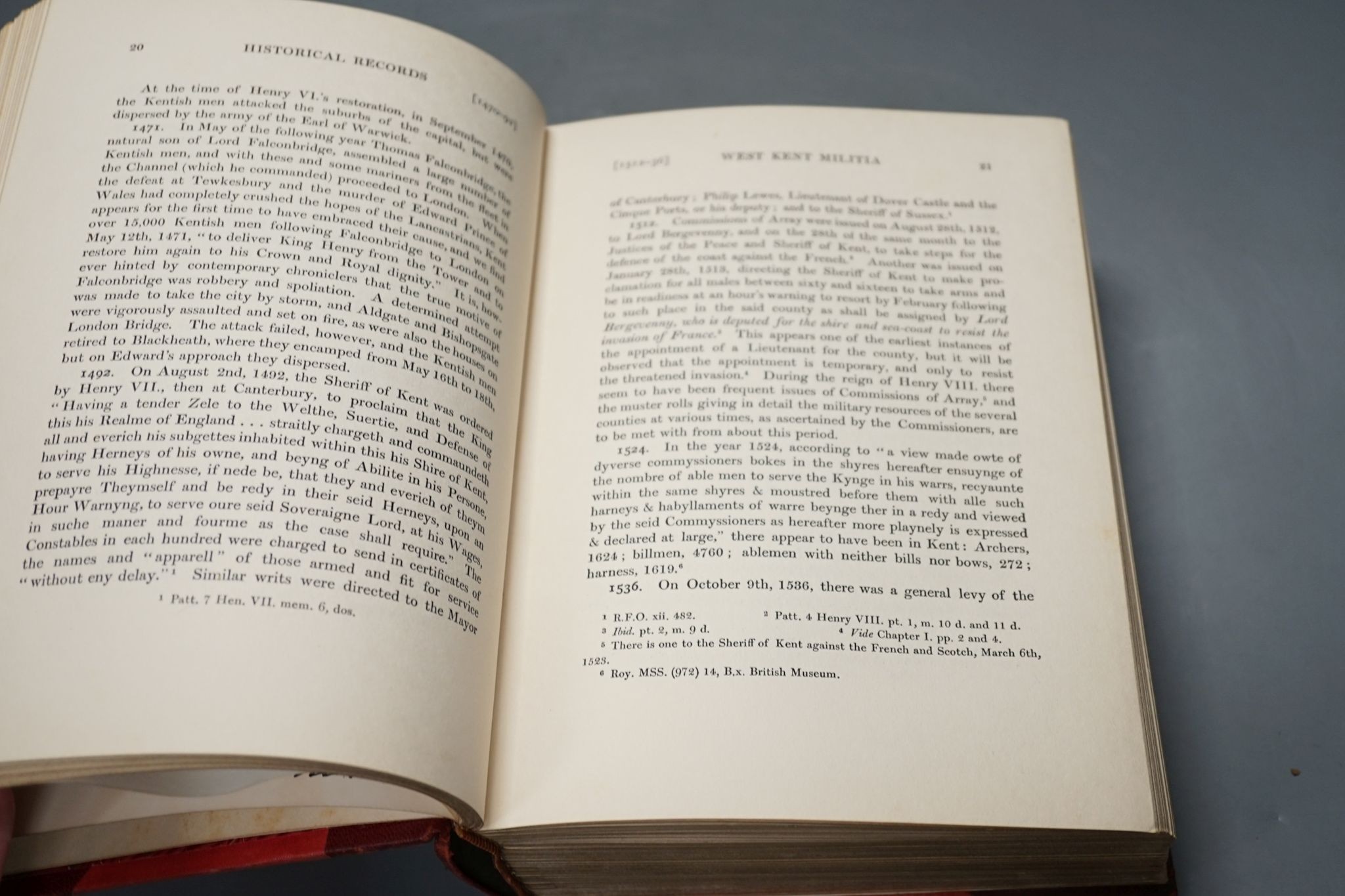 Bonhole - Col. J. - Historical Records of the West Kent Militia, London 1909 and Hamilton, Lieut-Gen. Sir F.W. - The Origin and History of the First or Grenadier Guards, 3 vols, 4to